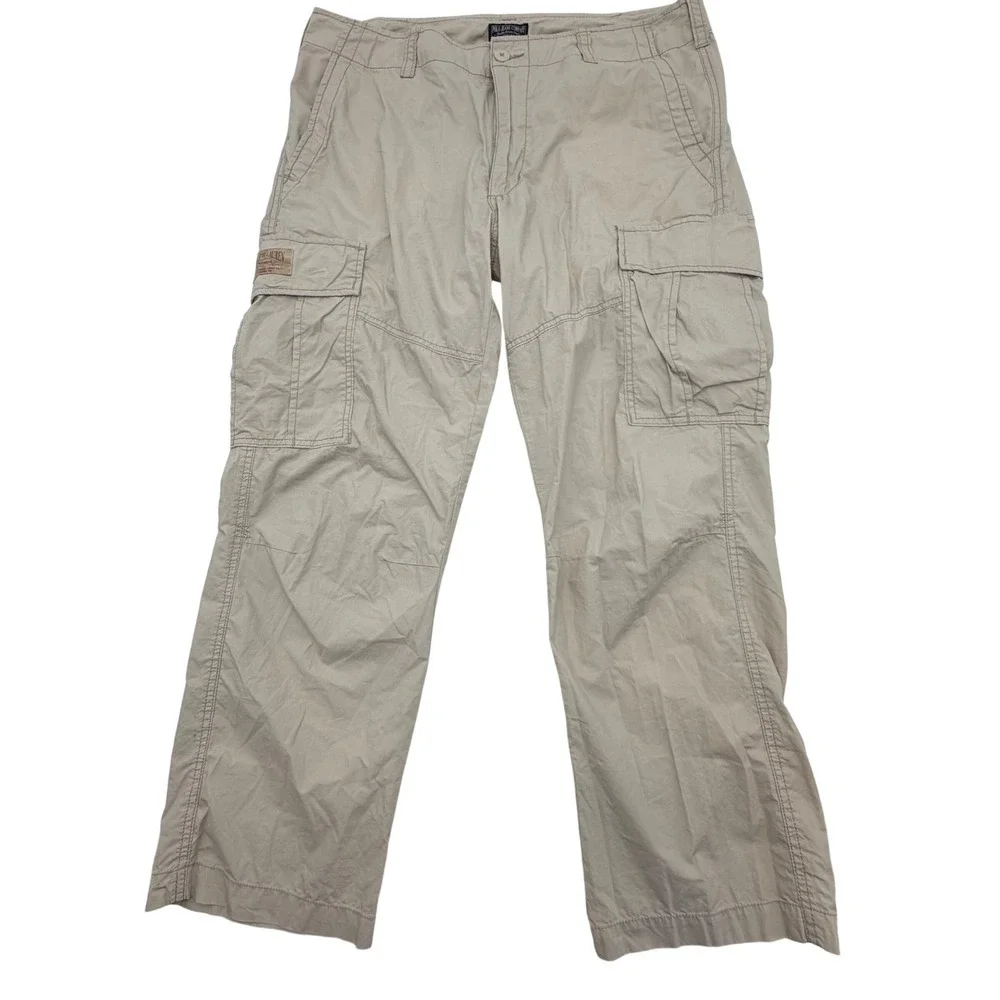 Polo Jeans Co Ralph Lauren Mens Cargo Pants 38x30 Tan Khaki Cotton Utility Work